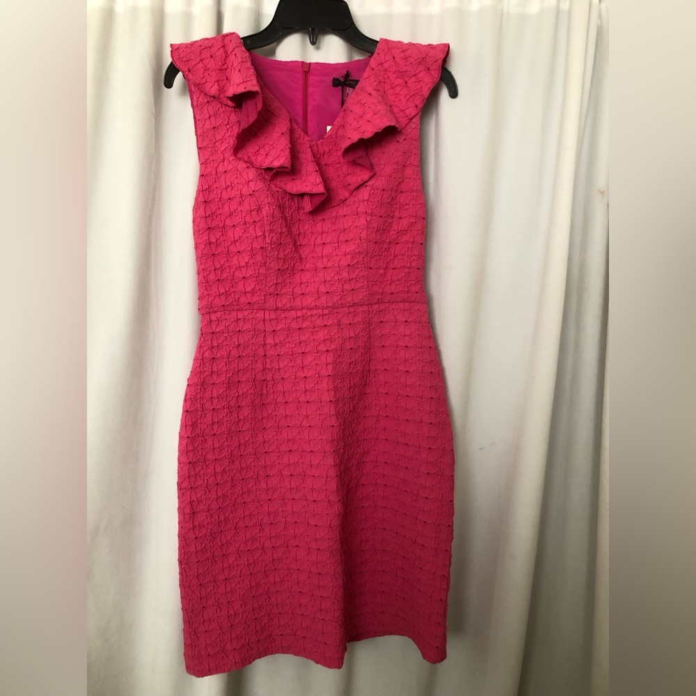 Trina Trina Turk Womens Sheath Dress Pink Size 4 Eyelet Ruffle